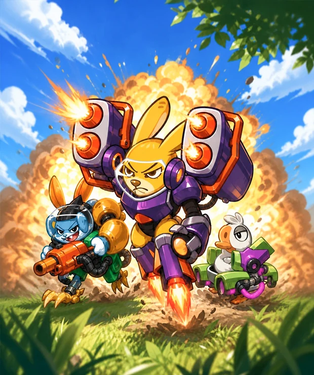 爆炸奇兵角色冲出爆炸火光